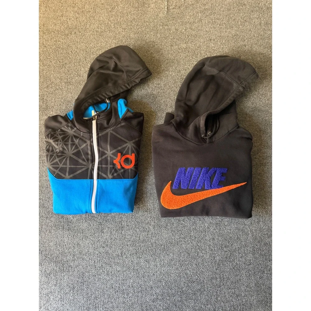 Nike Men's Therma-FIT KD Lot of 2 Hoodies Pullover & Full Zip Black/Blue S